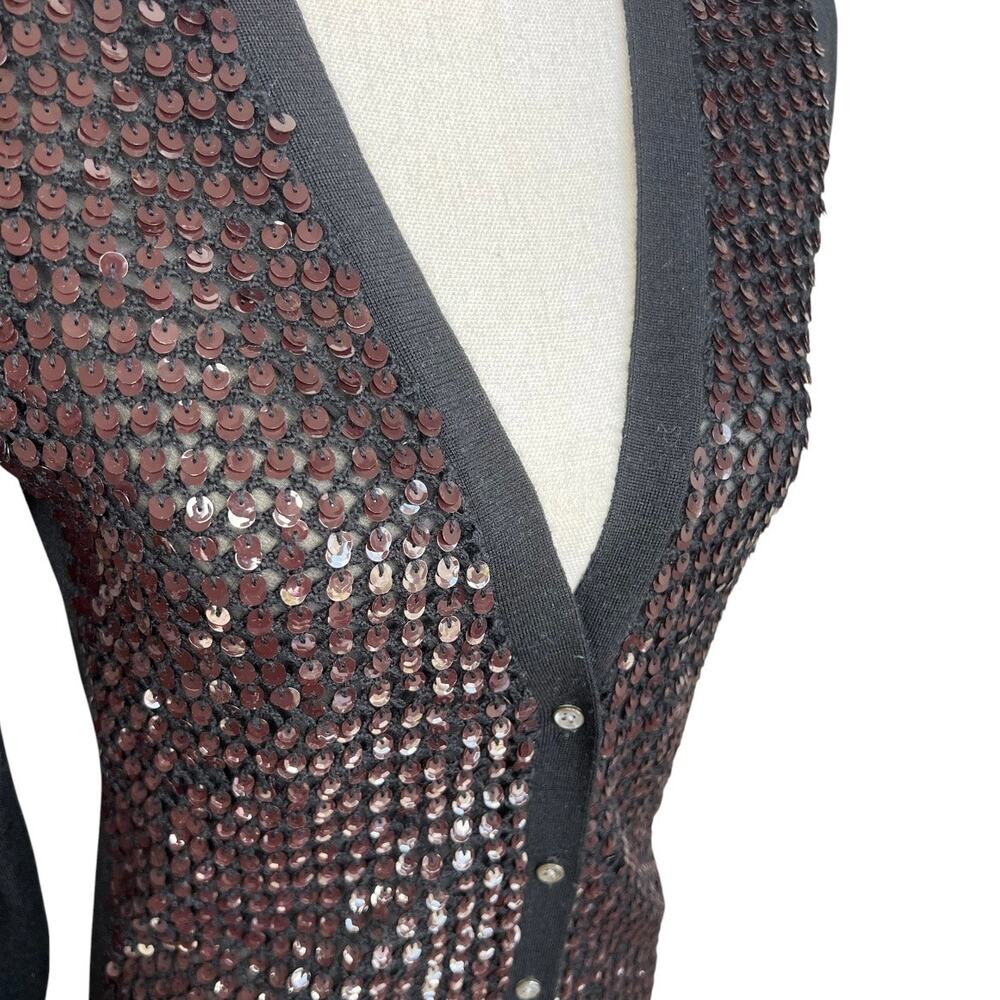 J. Crew Black sequin cardigan sweater preppy work wear office academia wool - Picture 2 of 7